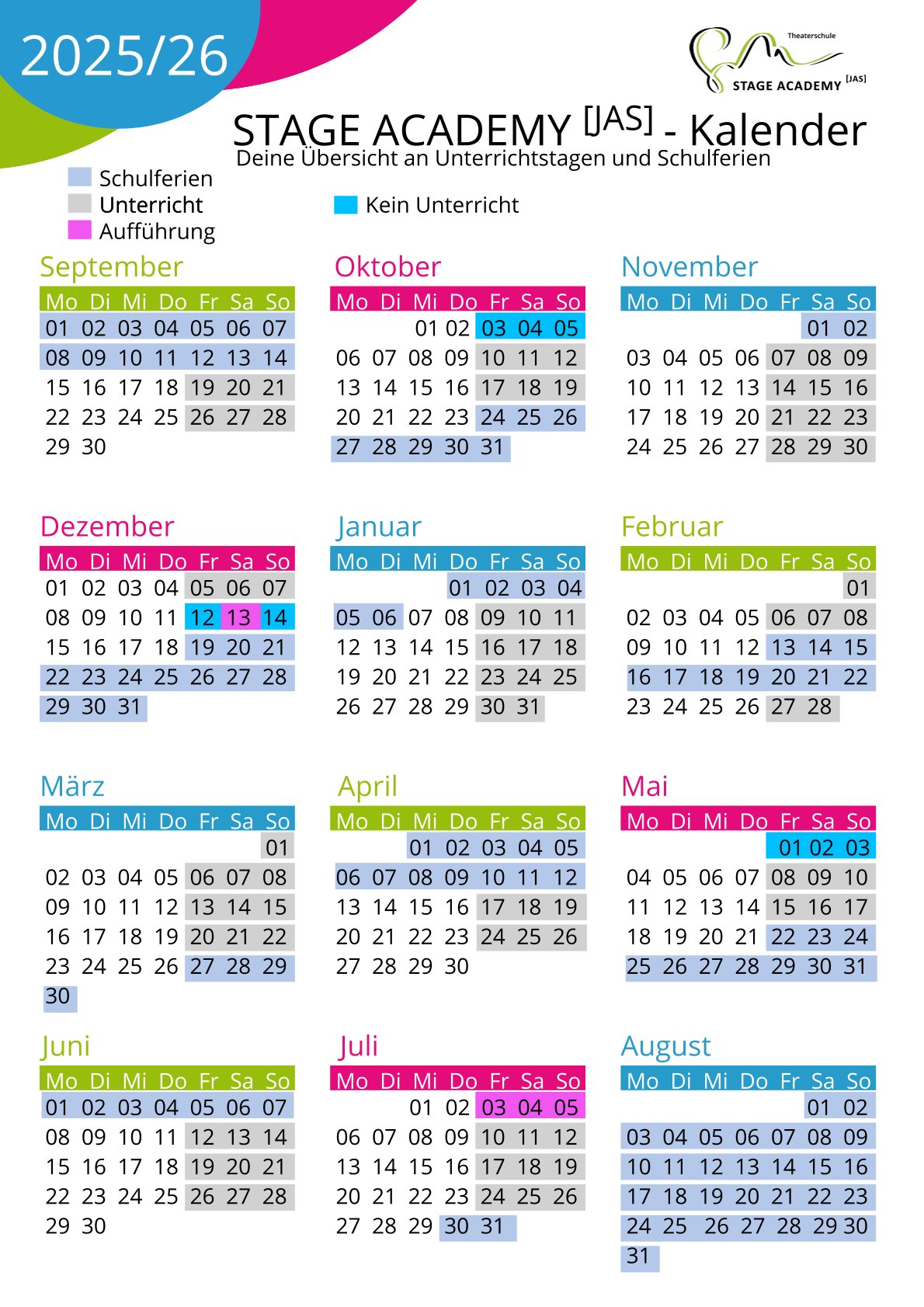 Kalender 2025 2026 STA
